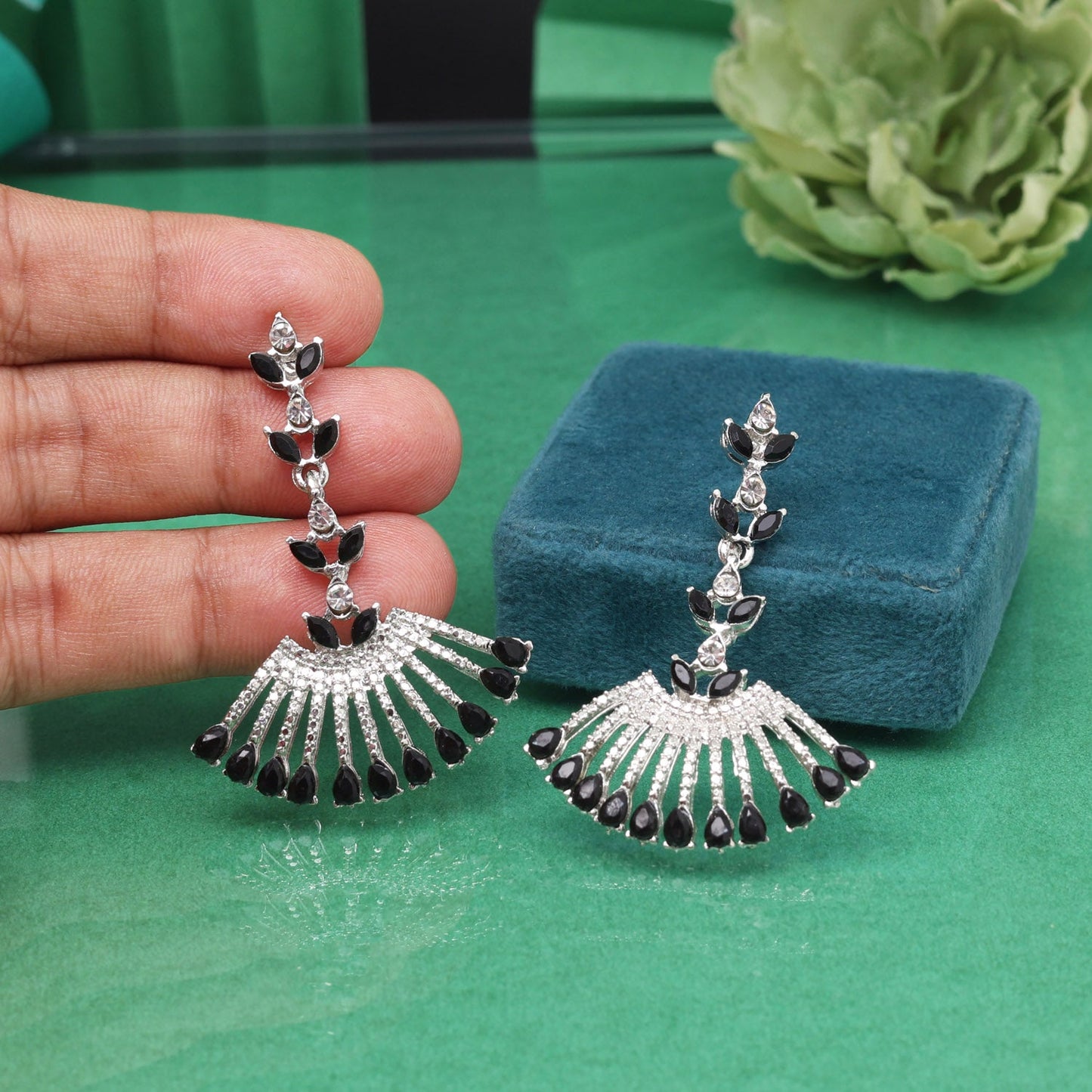 Sleek Black Color Fashion Earrings For Office And Everyday Versatility - Preyans.com