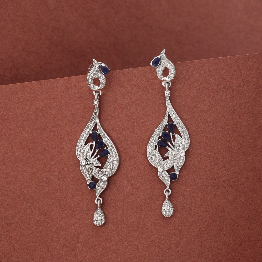Blue Color Fashion Earrings With Meenakari Work For Traditional Wear - Preyans.com