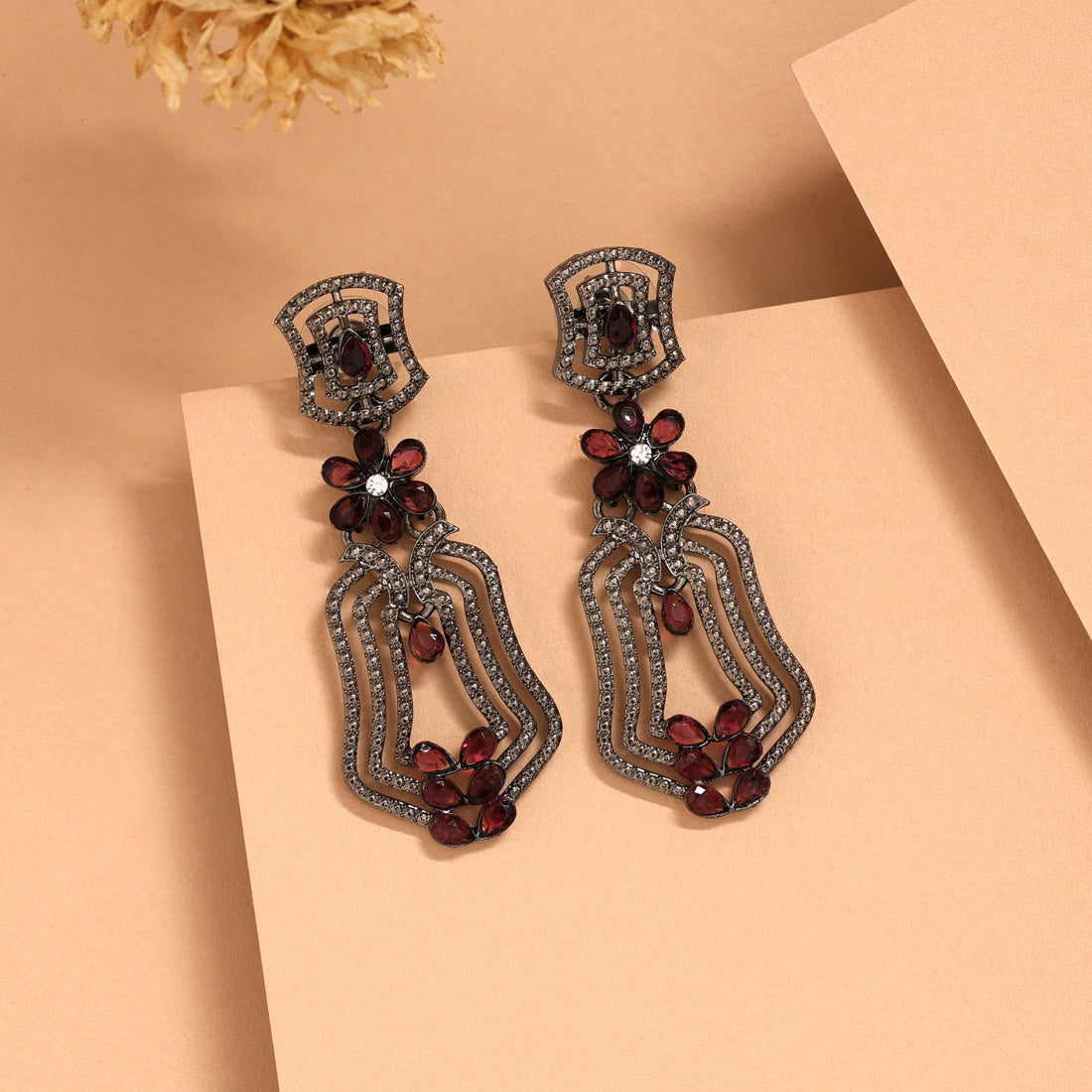 Magenta Color Fashion Earrings In Polki Style For Bridal Looks - Preyans.com