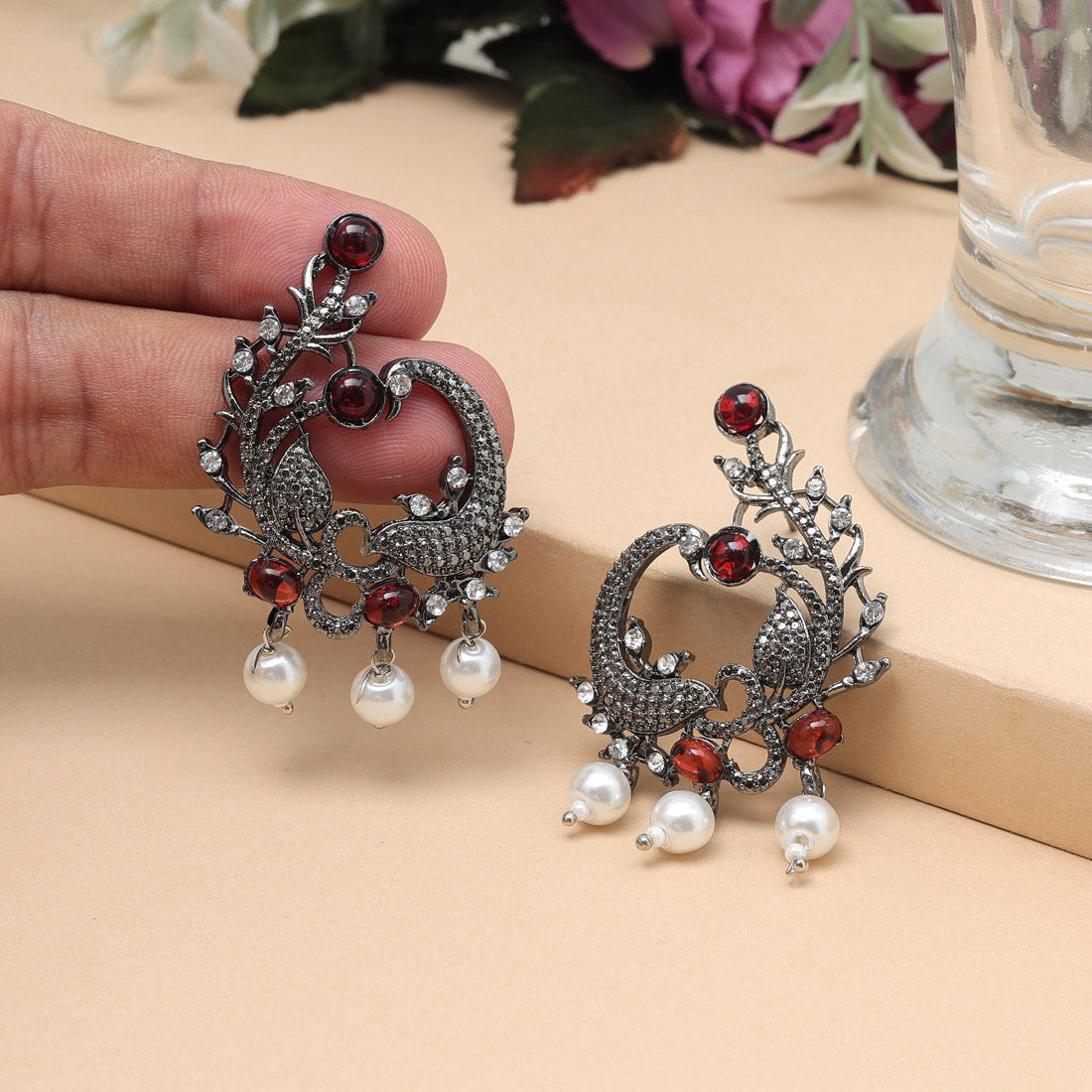 Orange Color Fashion Earrings For Wedding And Mehendi Ceremony Wear - Preyans.com