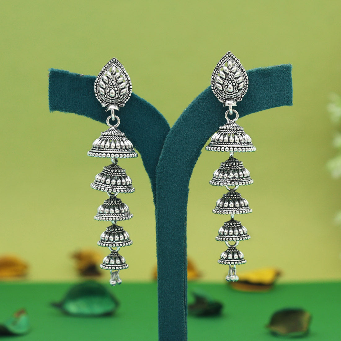 Silver Color Oxidised Earrings (GSE2976SLV) - preyans.com
