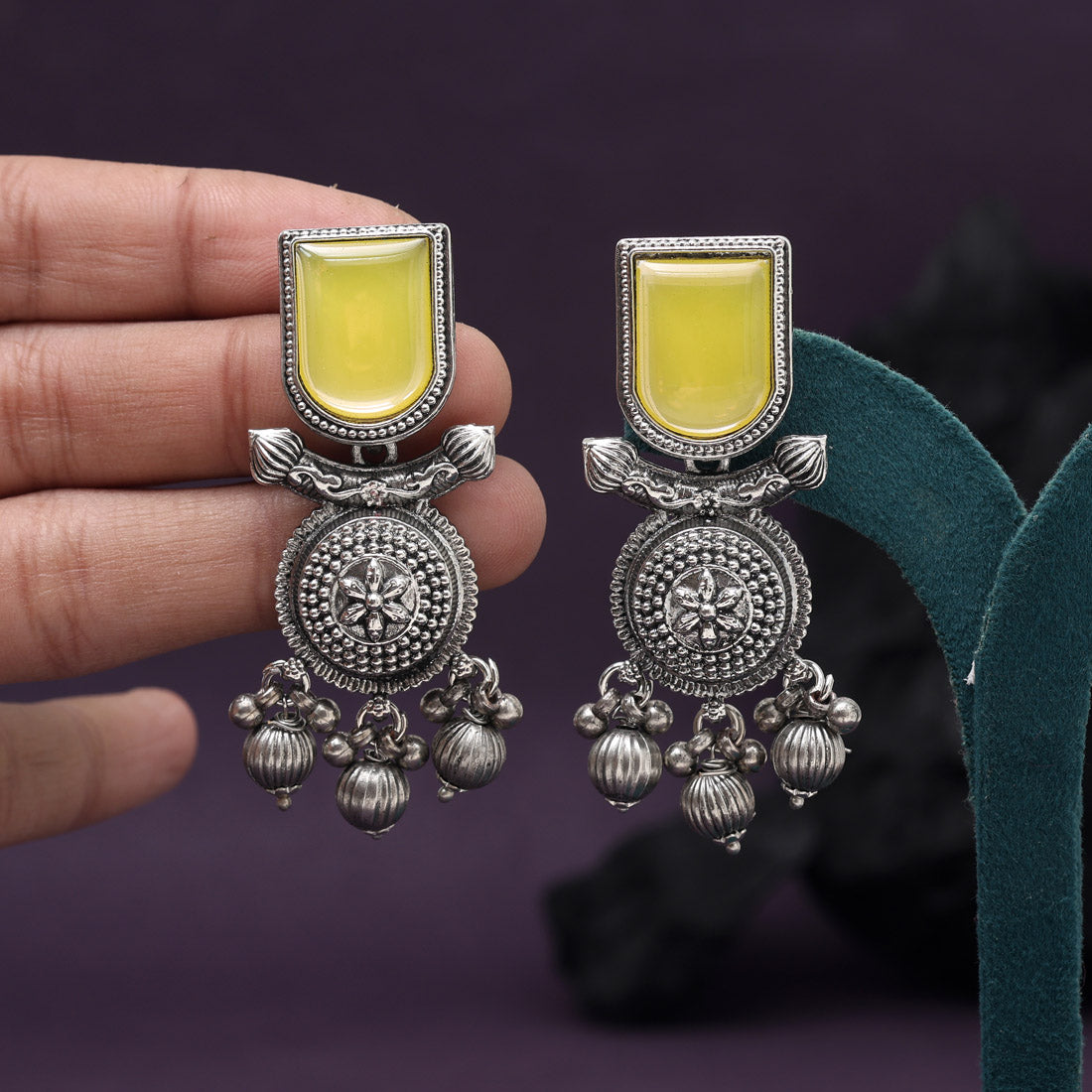 Yellow Color Oxidised Earrings (GSE3078YLW) - Preyans.com