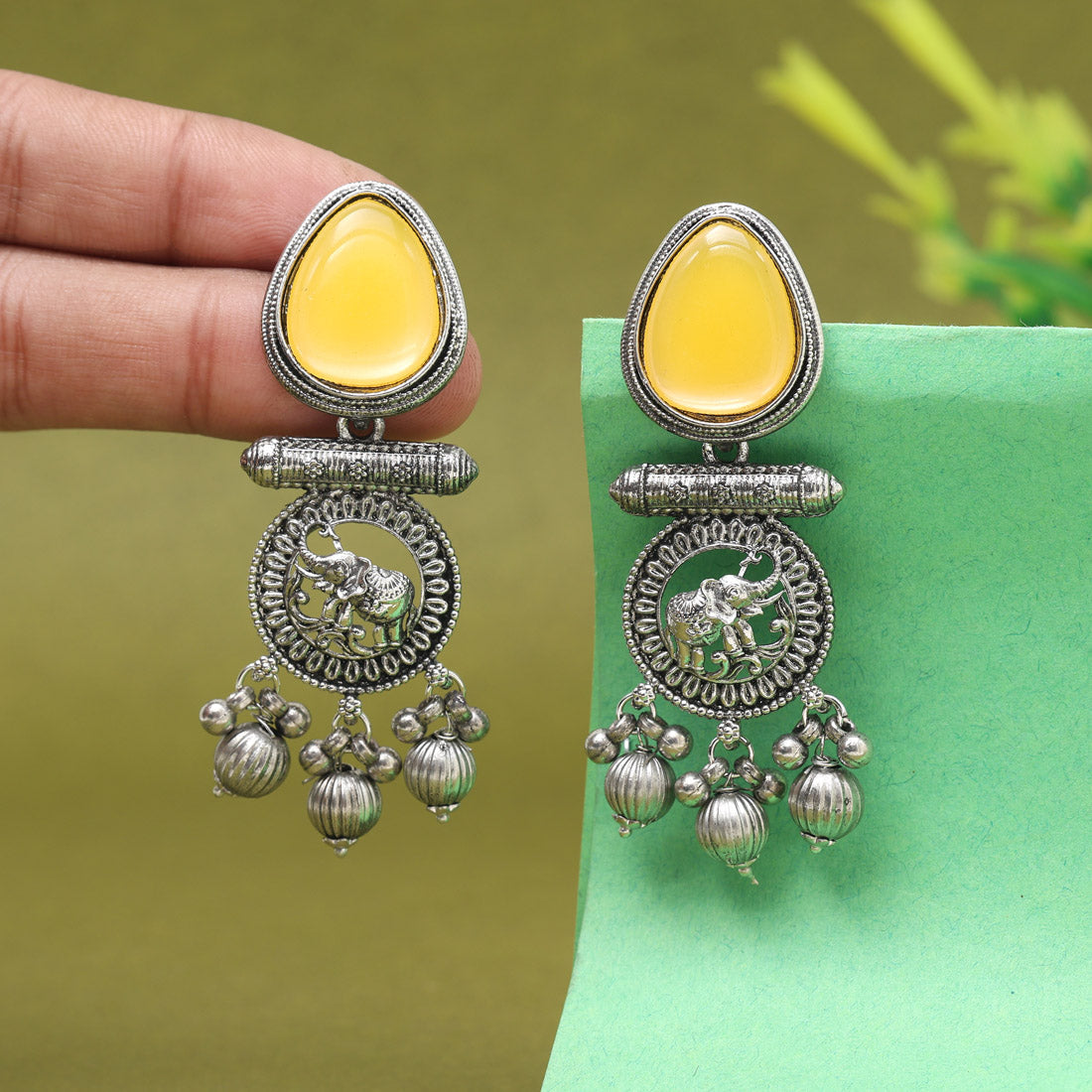 Yellow Color Oxidised Earrings (GSE3079YLW) - Preyans.com
