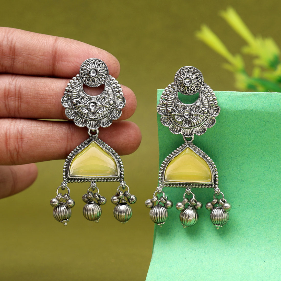 Yellow Color Oxidised Earrings (GSE3080YLW) - Preyans.com