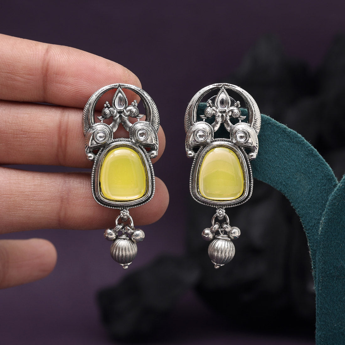 Yellow Color Oxidised Earrings (GSE3081YLW) - Preyans.com