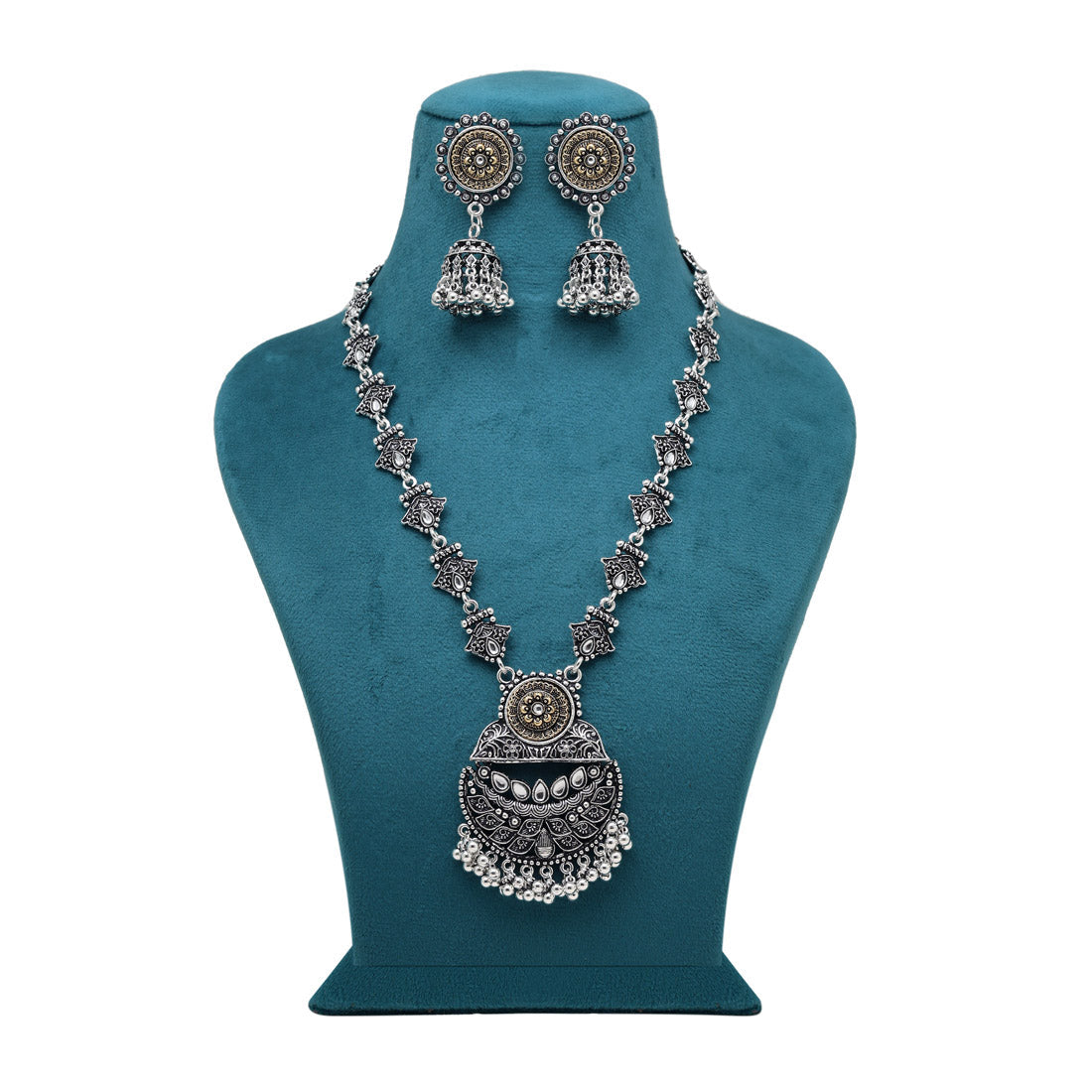 Gold & Silver Color Oxidised Necklace Set (GSN2078GS) - Preyans.com