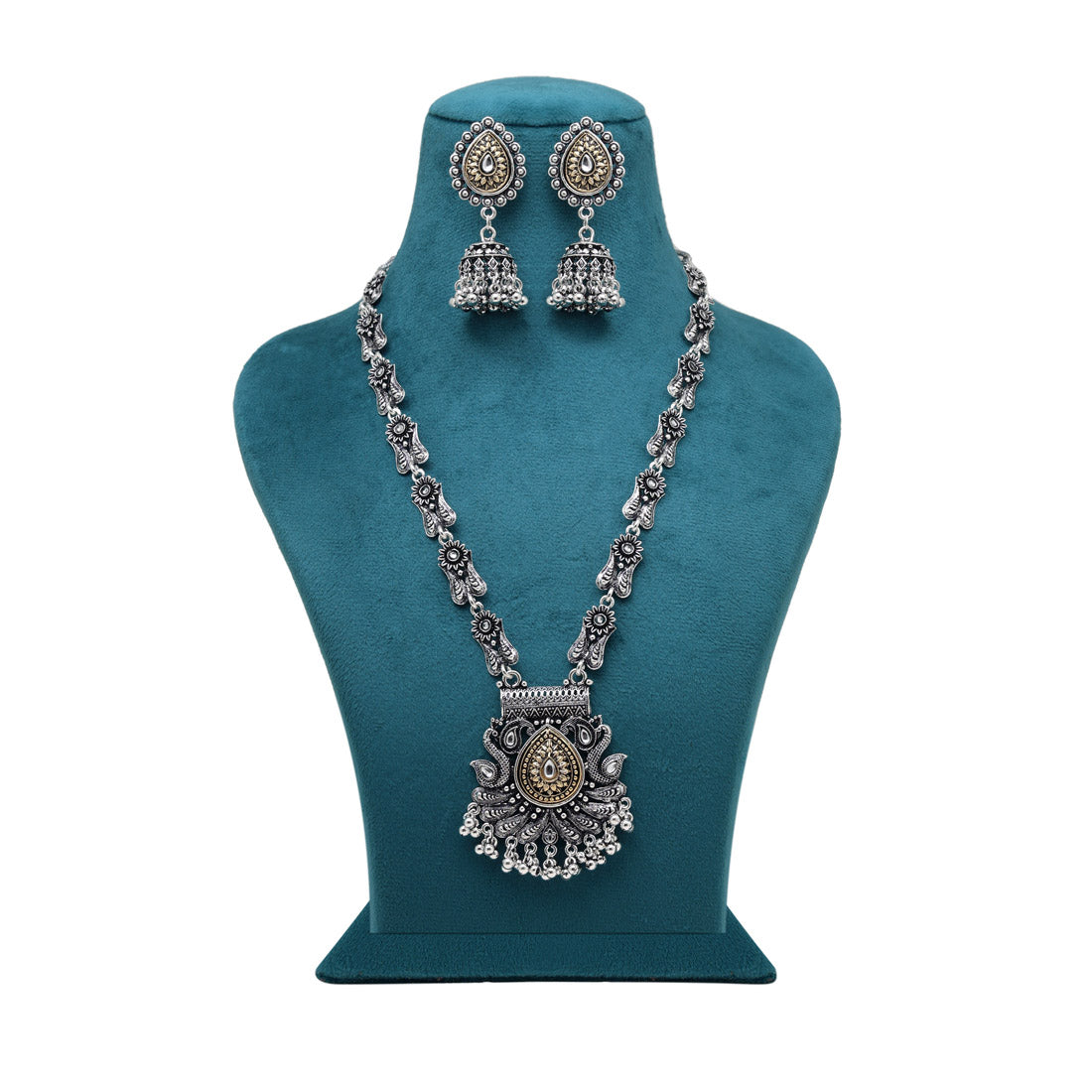 Gold & Silver Color Oxidised Necklace Set (GSN2080GS) - Preyans.com