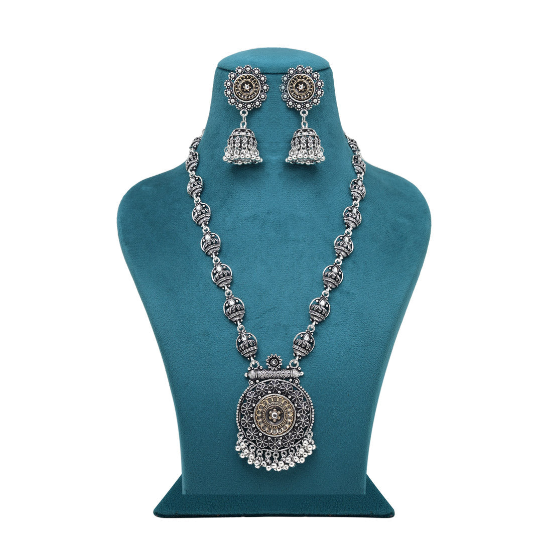 Gold & Silver Color Oxidised Necklace Set (GSN2081GS) - Preyans.com