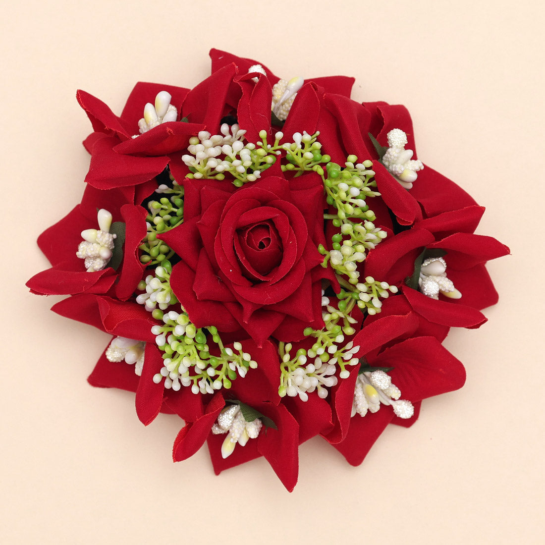 Red Color Rose Floral Hair Juda//Bun (HRP196RED) - Preyans.com