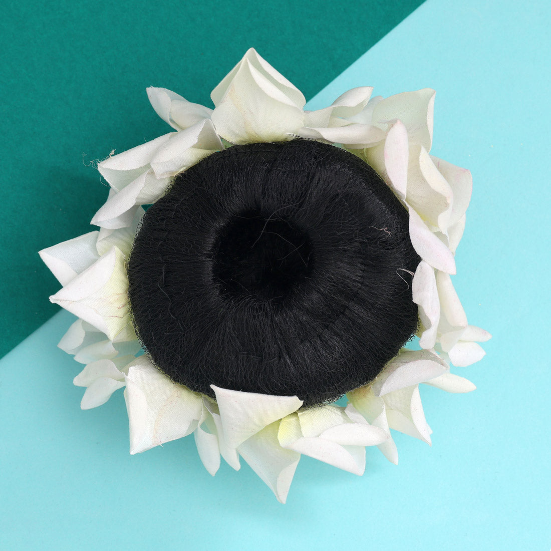 Maroon & White Color Rose Flower Hair juda//Bun (HRP215MRNWHT) - Preyans.com