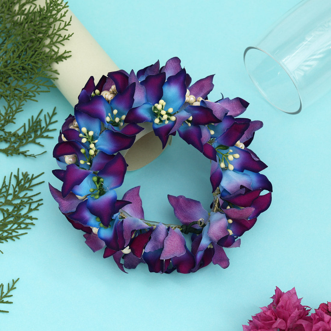 Purple Color Rose Flower Gajra For Women Hair Pin (HRP216PRP) - Preyans.com