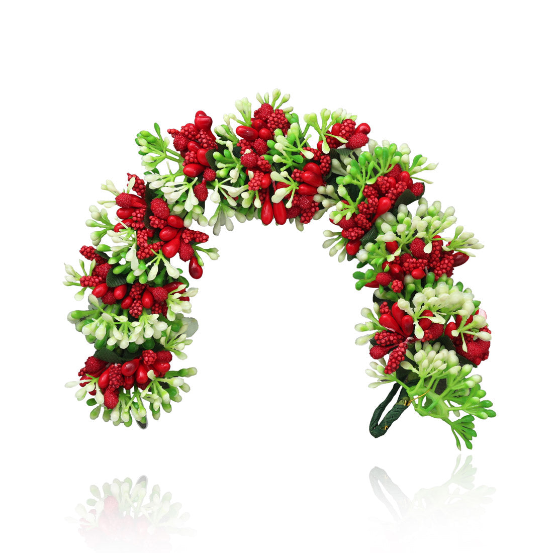 Red Color Flower Gajra For Women Hair Pin (HRP221RED) - Preyans.com