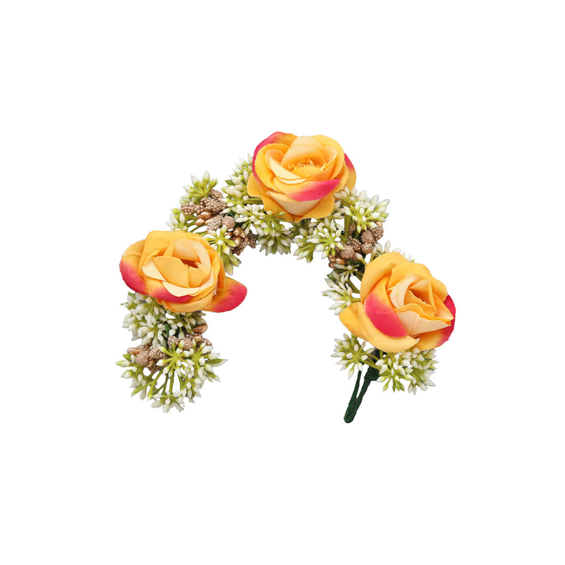 Orange Color Rose Flower Gajra For Women Hair Pin (HRP223ORG) - Preyans.com