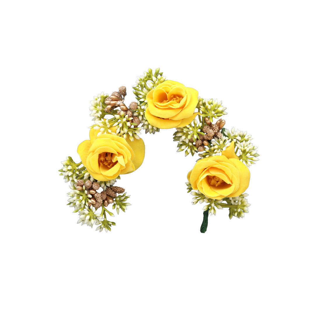 Yellow Color Rose Flower Gajra For Women Hair Pin (HRP223YLW) - Preyans.com