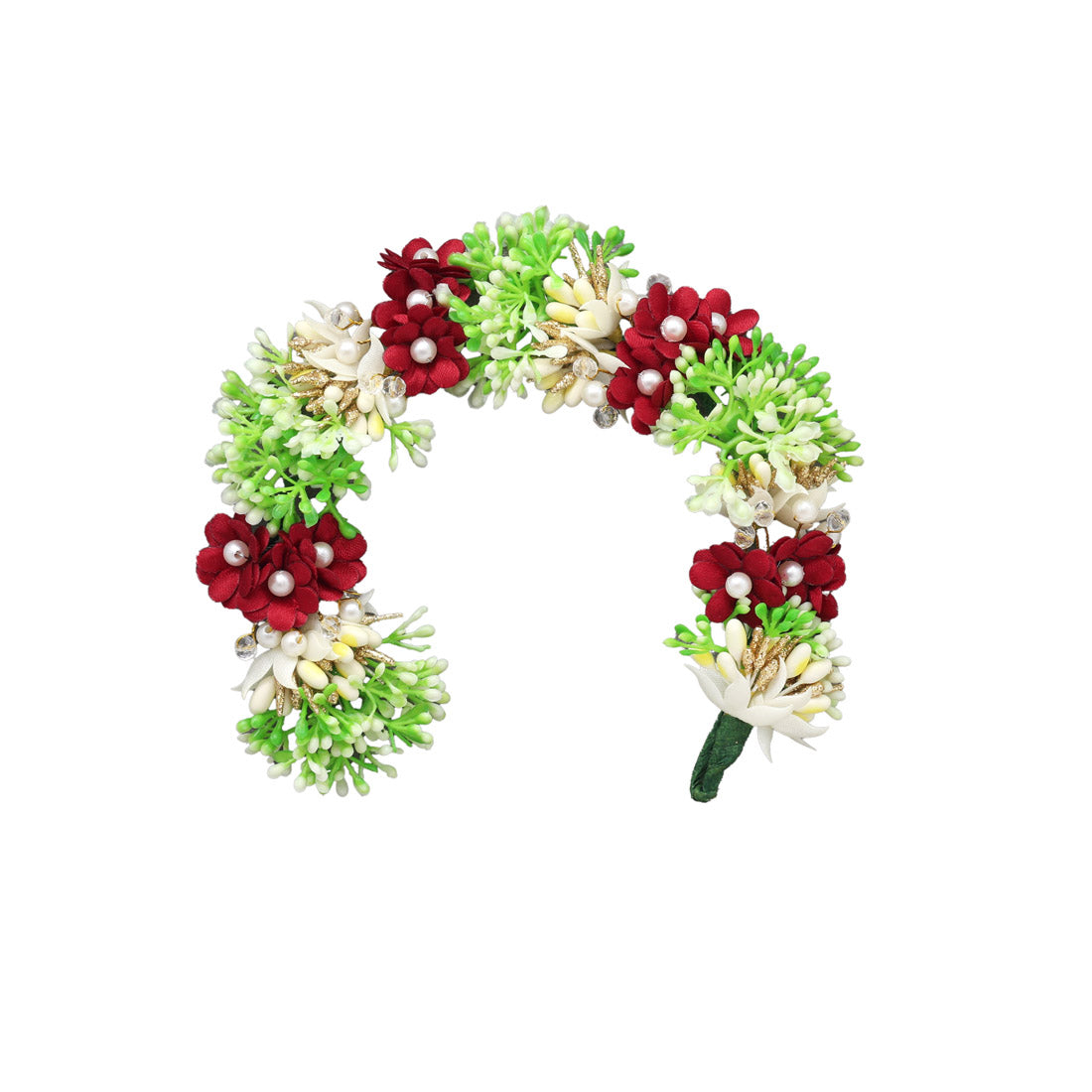 Maroon Color Flower Gajra For Women Hair Pin (HRP224MRN) - Preyans.com