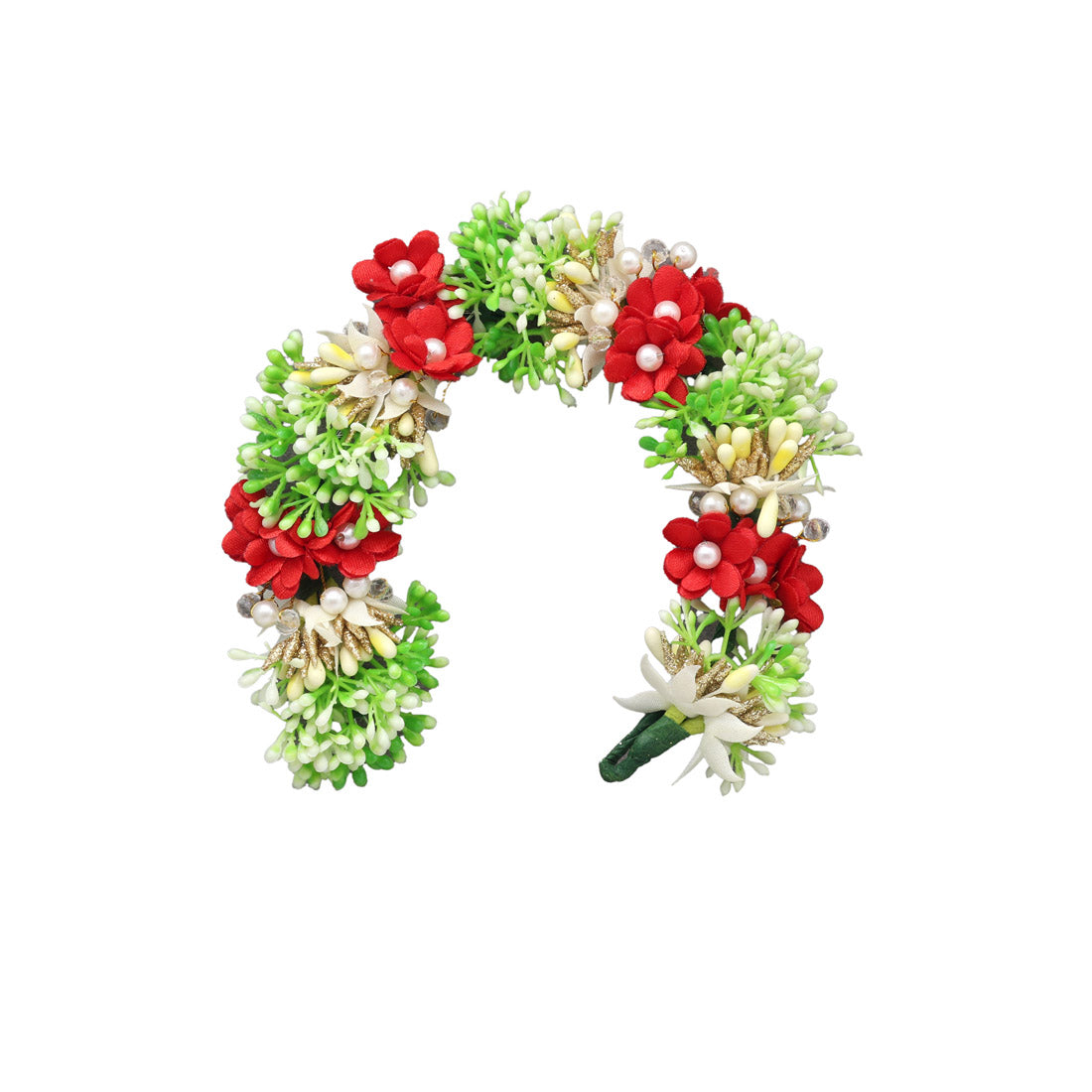 Red Color Flower Gajra For Women Hair Pin (HRP224RED) - Preyans.com