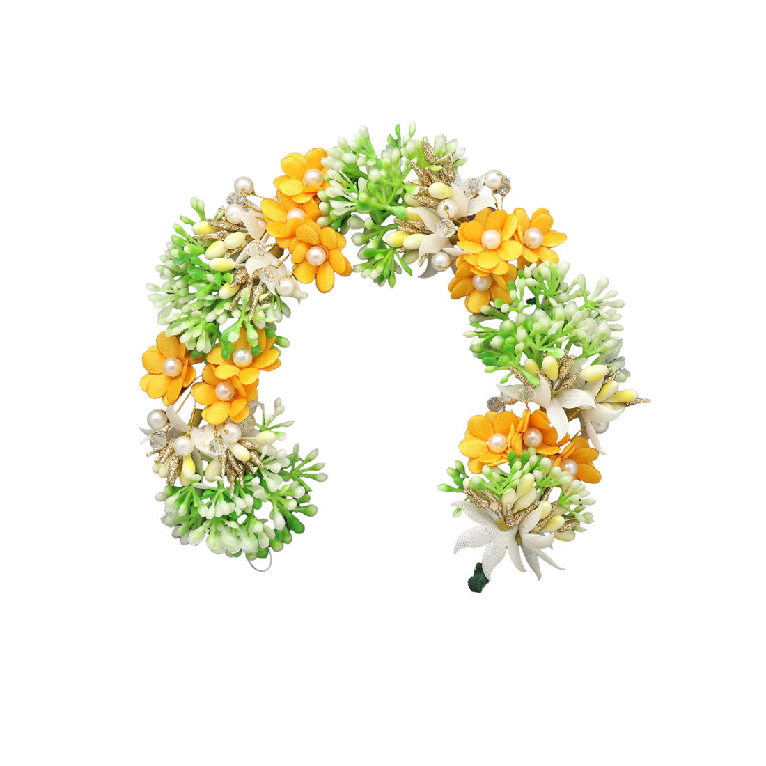 Yellow Color Flower Gajra For Women Hair Pin (HRP224YLW) - Preyans.com