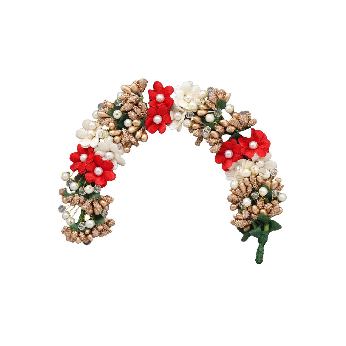 Red & White Color Flower Gajra For Women Hair Pin (HRP226REDWHT) - Preyans.com