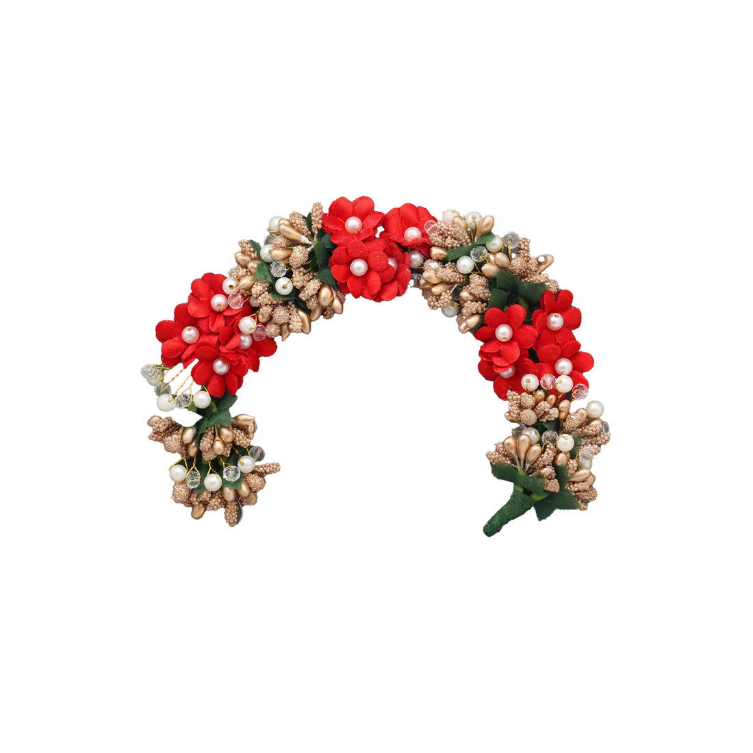 Red Color Flower Gajra For Women Hair Pin (HRP226RED) - Preyans.com