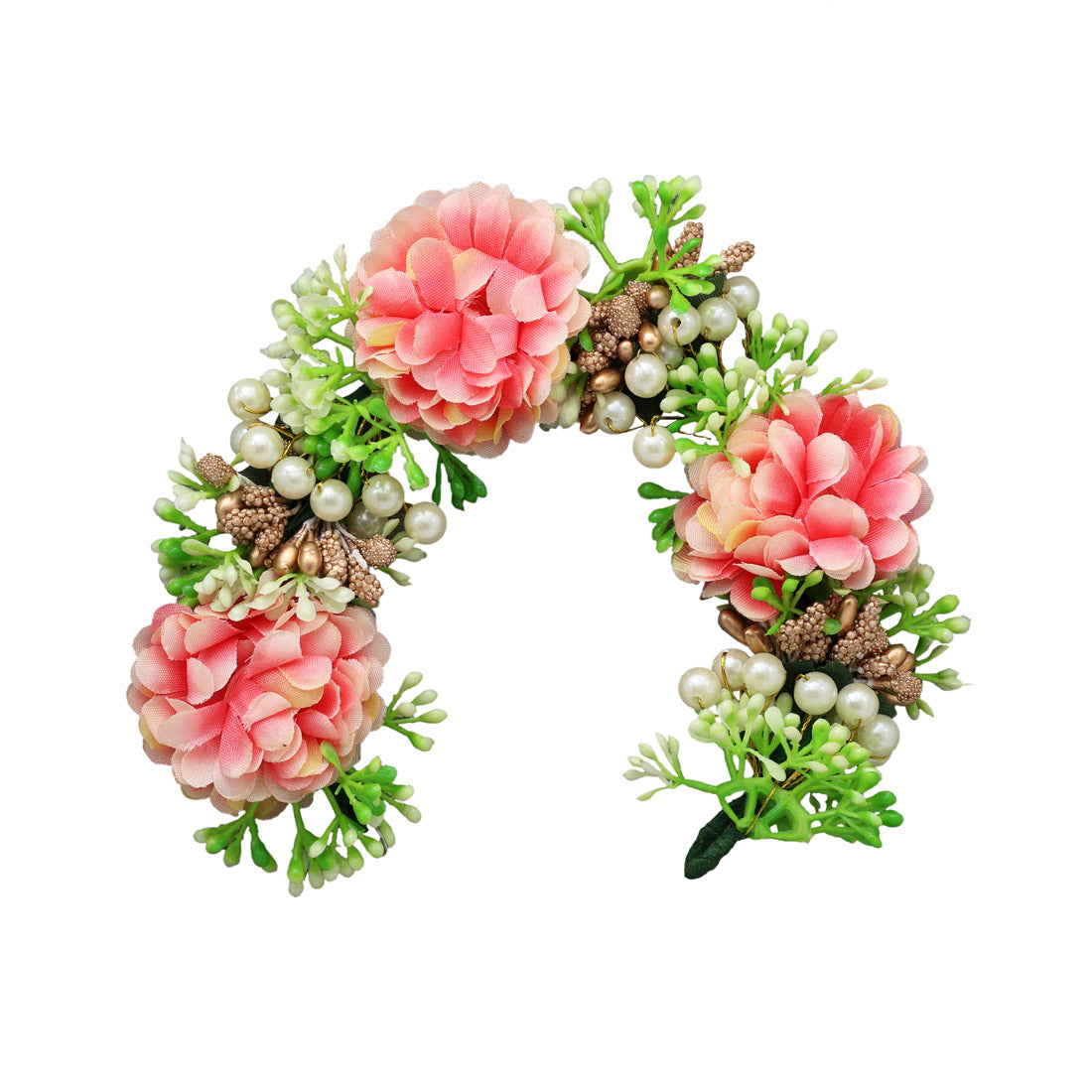 Dark Peach Color Rose Flower Gajra For Women Hair Pin (HRP228DPCH) - Preyans.com