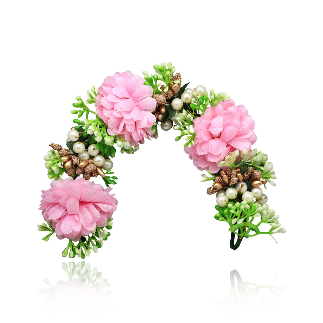 Pink Color Rose Flower Gajra For Women Hair Pin (HRP228PNK) - Preyans.com