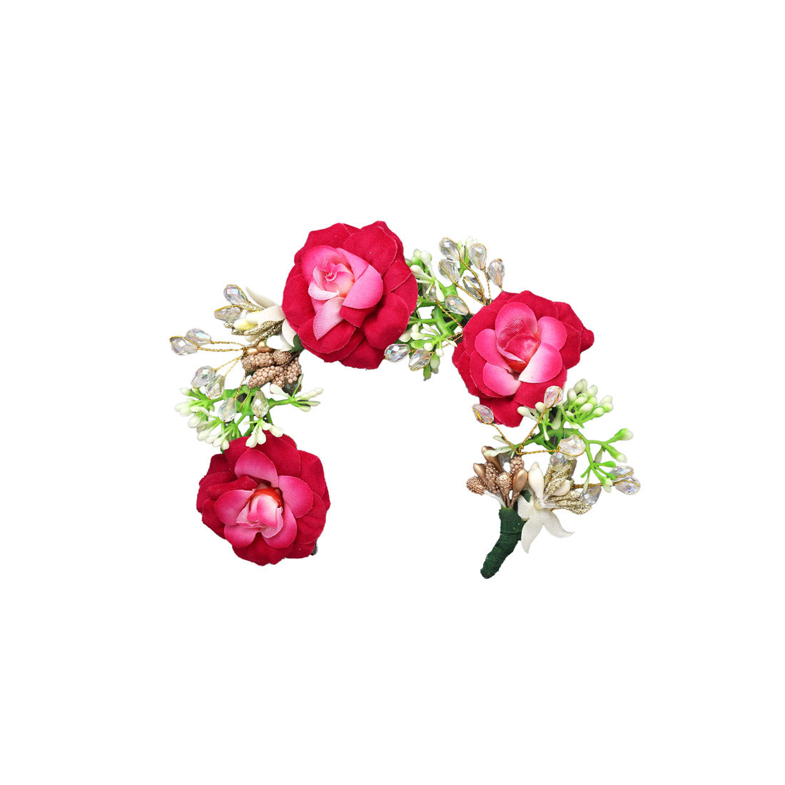 Dark Pink Color Rose Flower Gajra For Women Hair Pin (HRP229DPNK) - Preyans.com