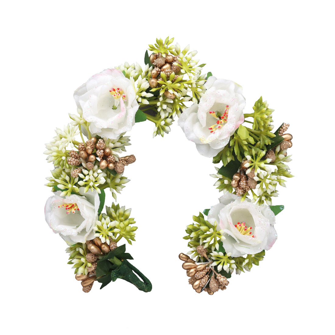 White Color Rose Flower Gajra For Women Hair Pin (HRP232WHT) - Preyans.com