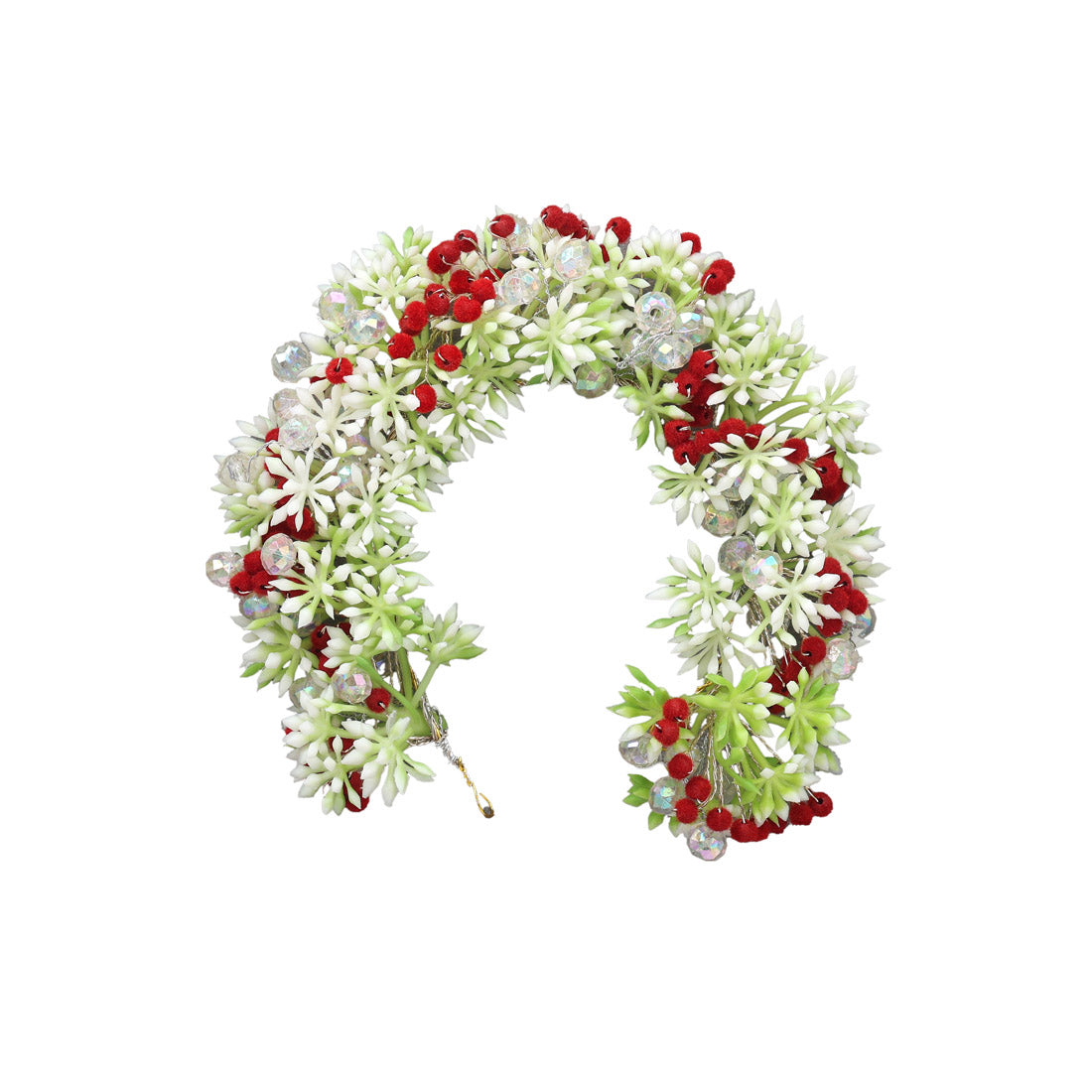 Red Color Flower Gajra For Women Hair Pin (HRP233RED) - Preyans.com