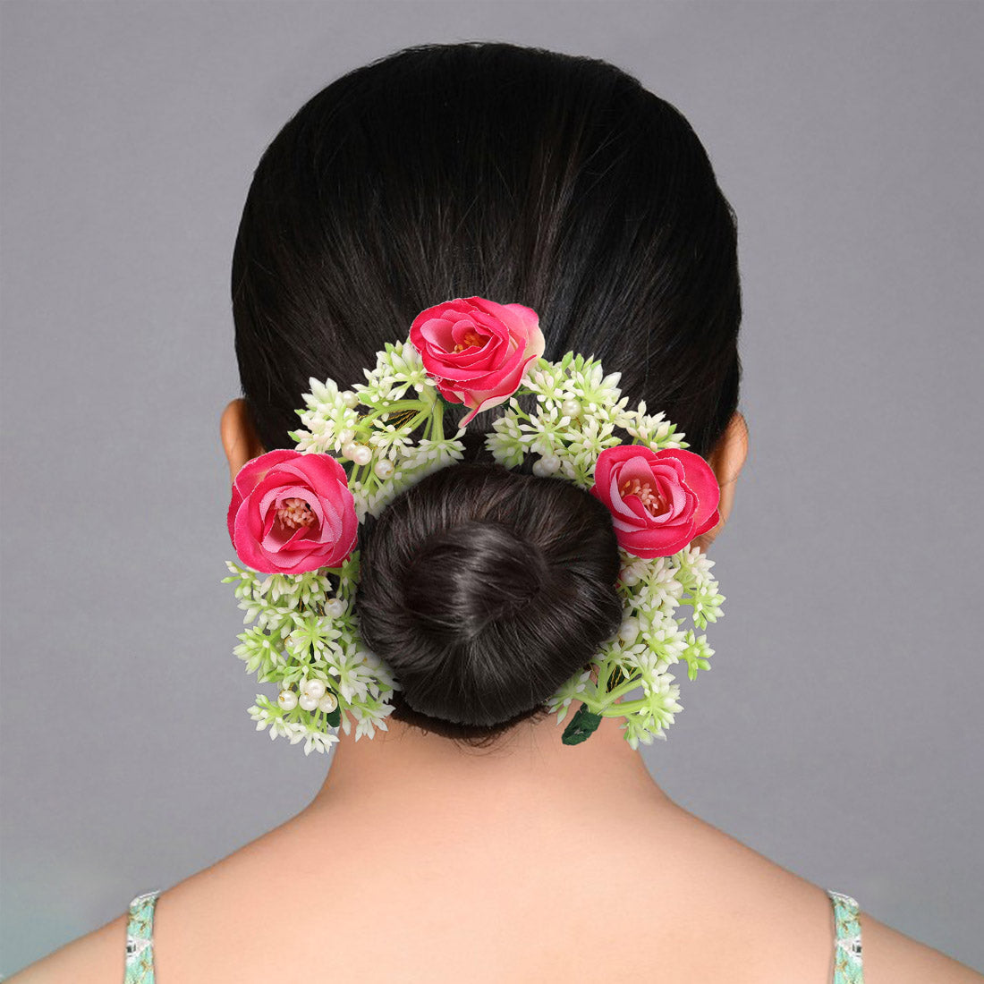 Pink Color Flower Gajra For Women Hair Pin (HRP263PNK) - Preyans.com