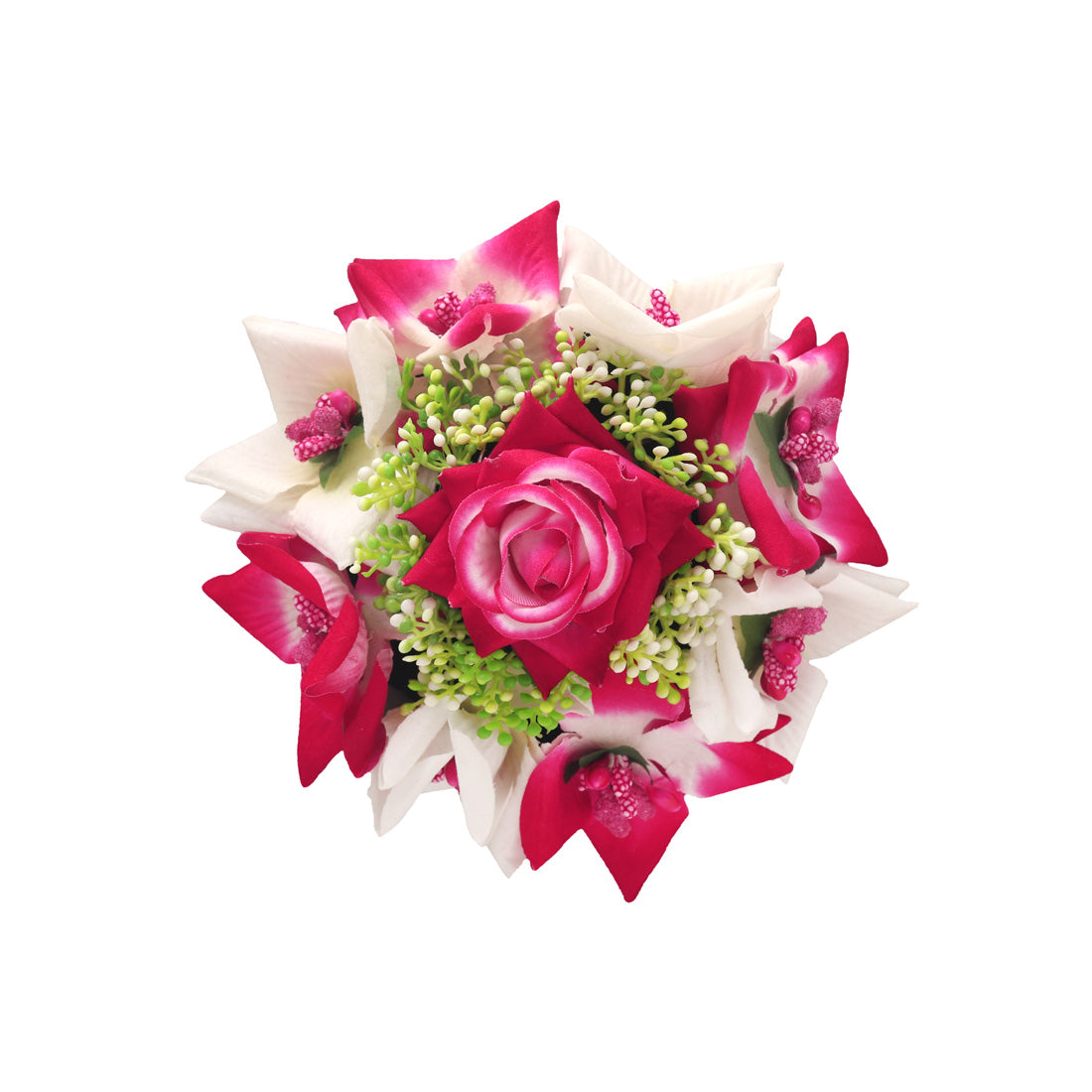 Rani & White Color Rose Flower Hair Juda//Bun For Bridal Use - Preyans.com