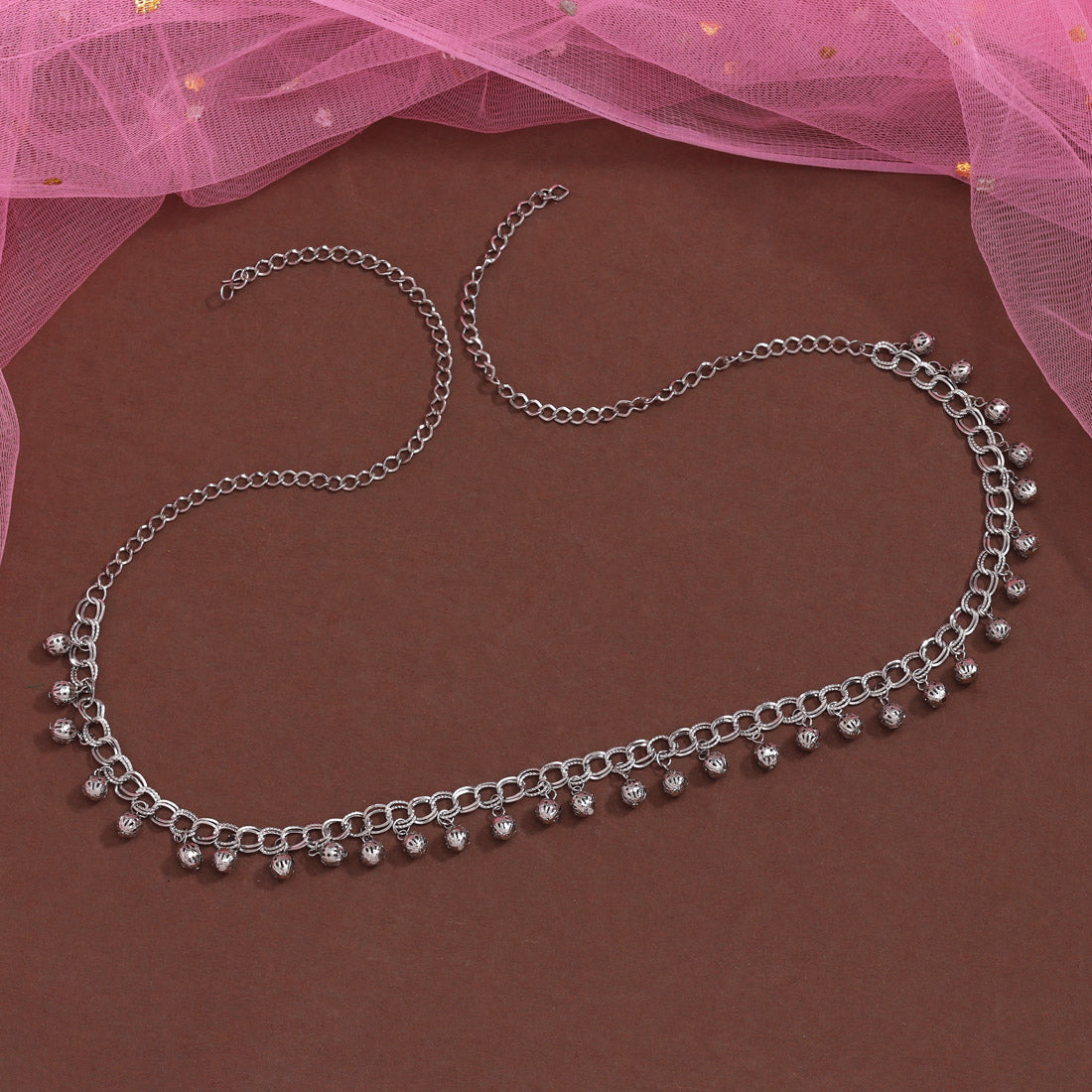 Silver Color Oxidised Kamarband (KMBND518SLV) - preyans.com