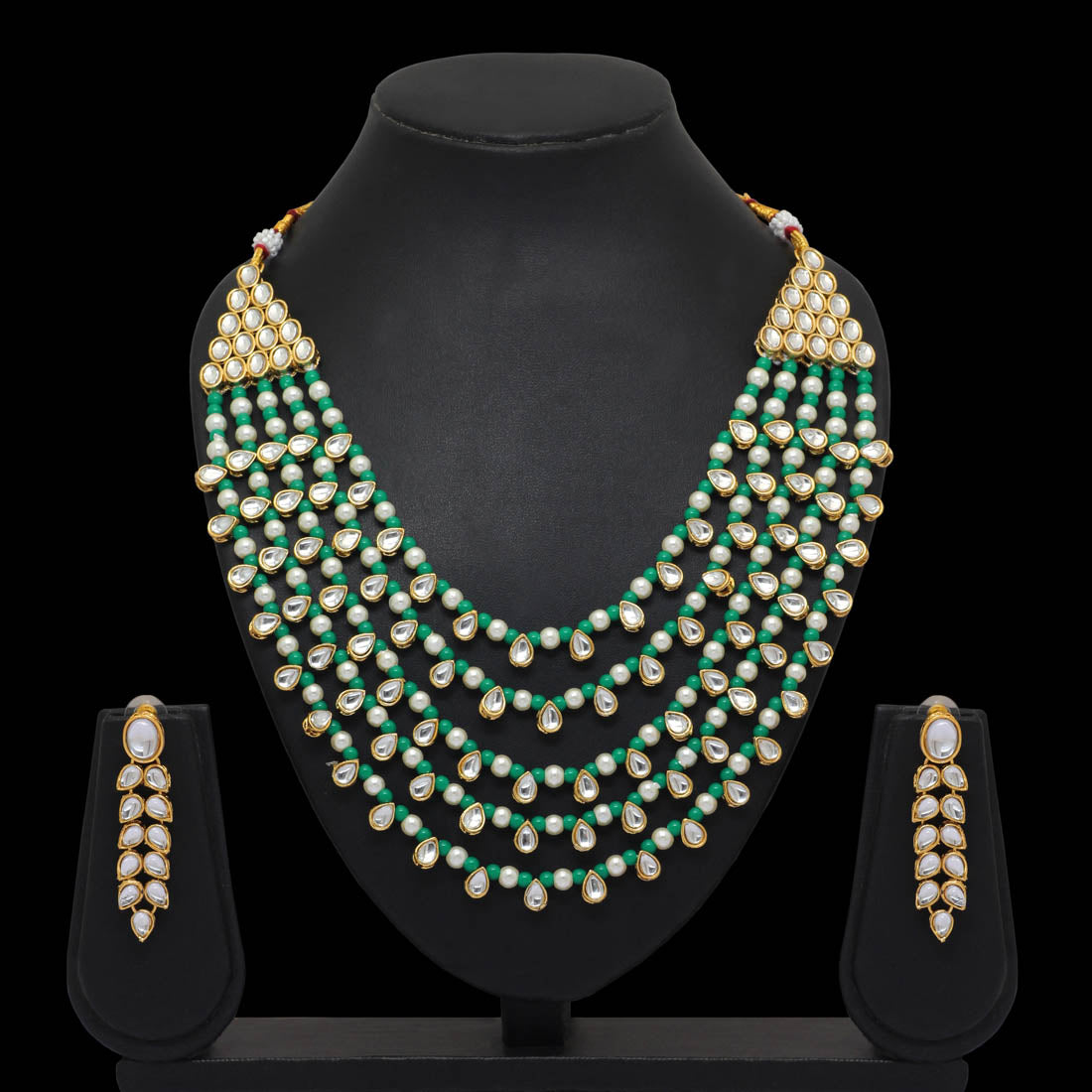 Green Color Kundan Necklace Set (KN201GRN) - Preyans.com