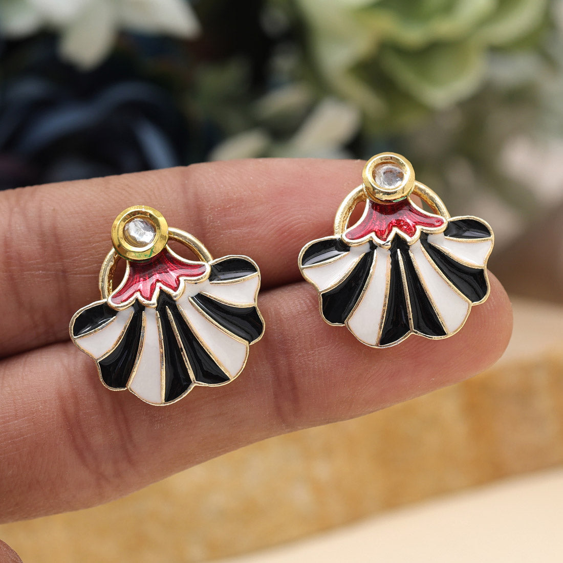 Black Color Meenakari Earrings (MKE1975BLK) - preyans.com