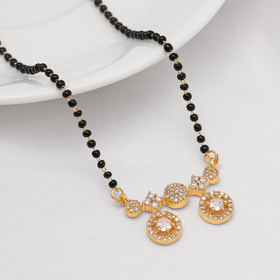 White Color American Diamond Mangalsutra (MS329WHT) - preyans.com