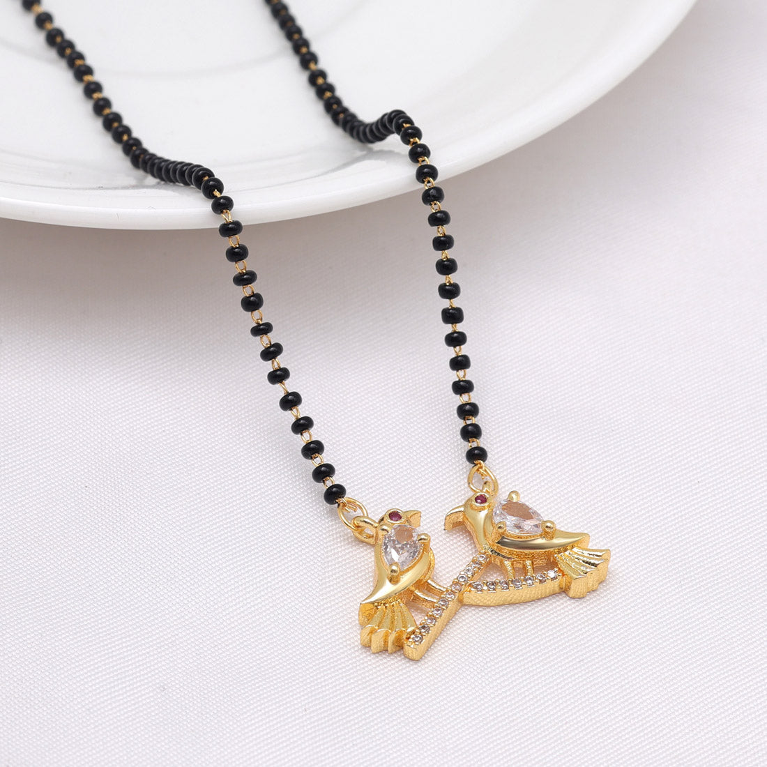 White Color American Diamond Mangalsutra (MS349WHT) - preyans.com