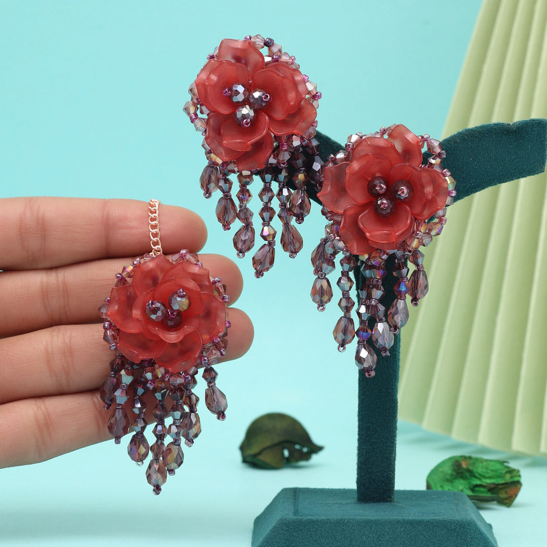 Brown Color Stone Earrings With Maang Tikka (MTKE478BRW) - Preyans.com