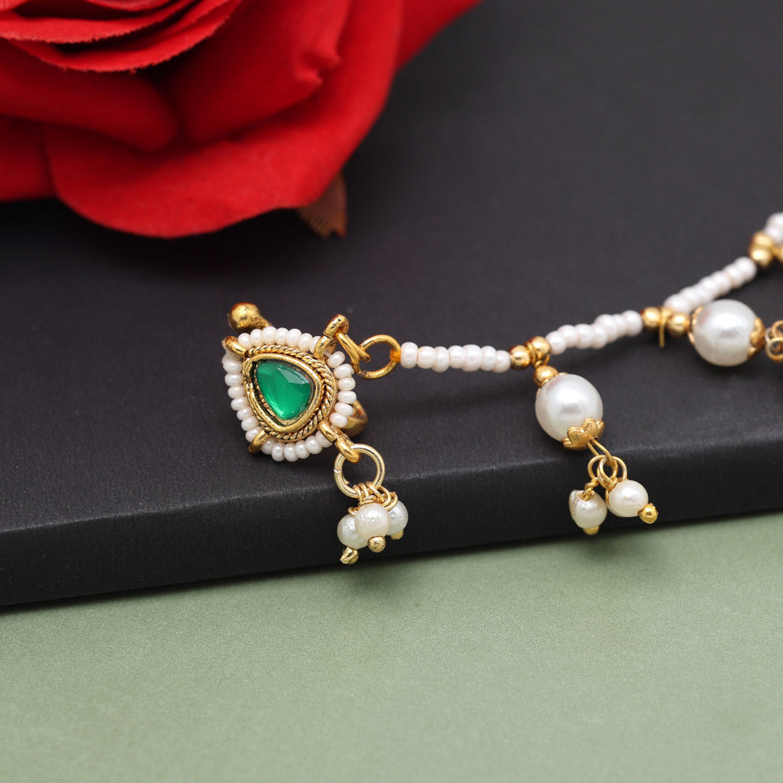 Green Color Nose Nath (NTH335GRN) - preyans.com