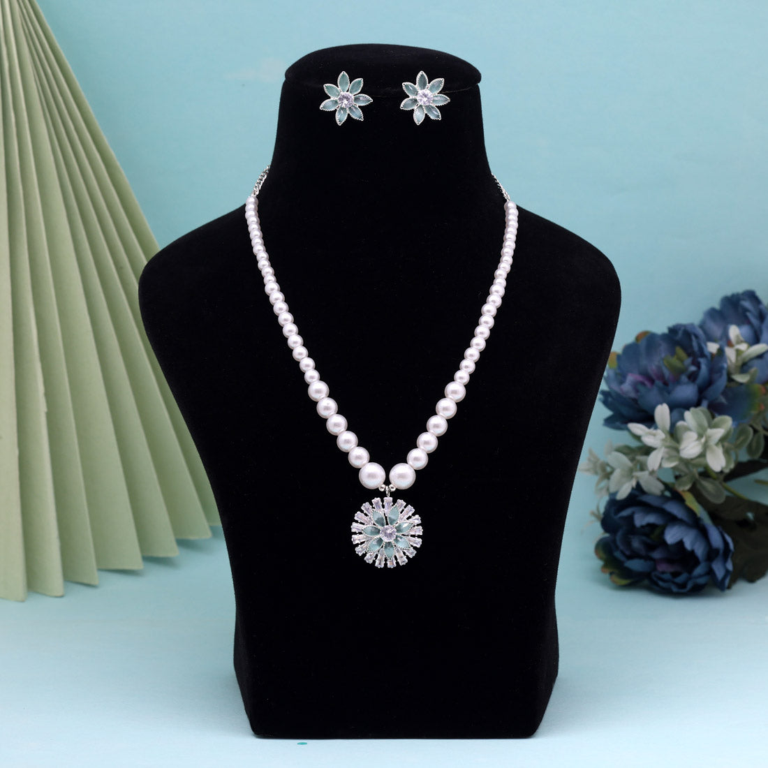 Pista Green Color Stone Necklace Set (STN222PGRN) - Preyans.com