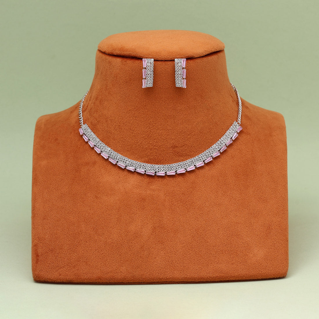 Light Pink Color Stone Necklace Set (STN239LPNK) - Preyans.com