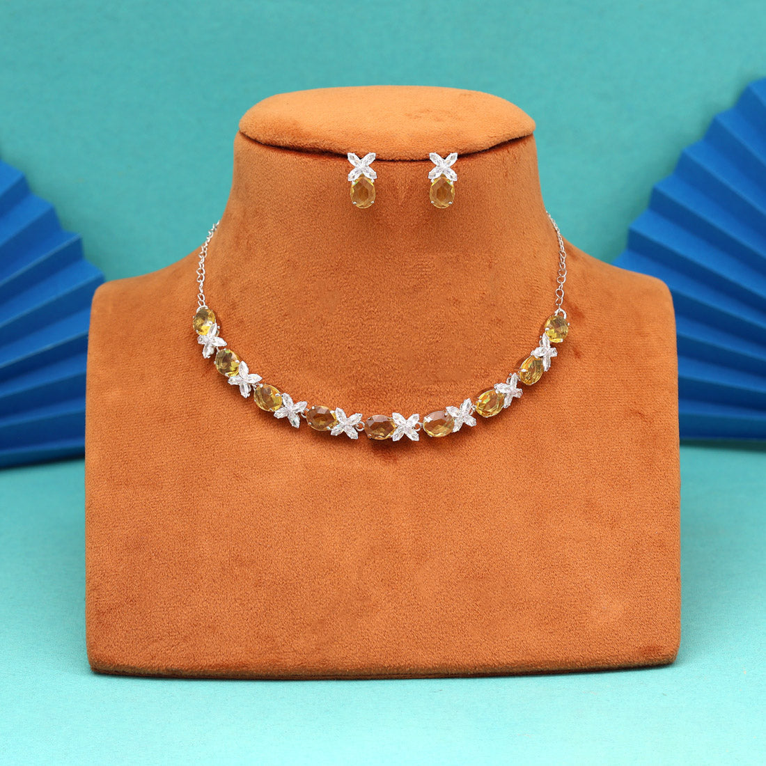 Yellow Color Stone Necklace Set (STN240YLW) - Preyans.com