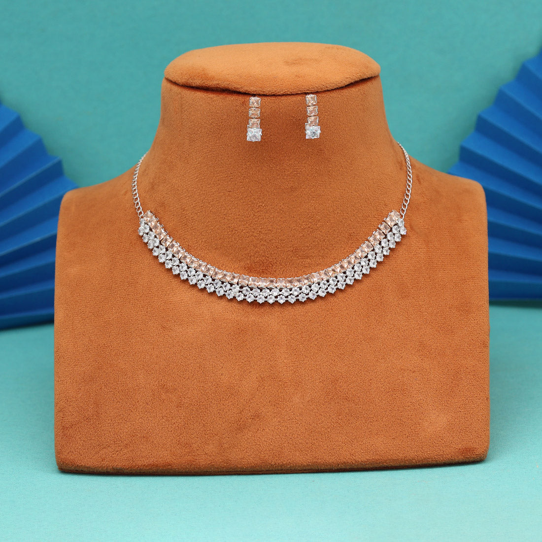 Peach Color Stone Necklace Set (STN241PCH) - Preyans.com