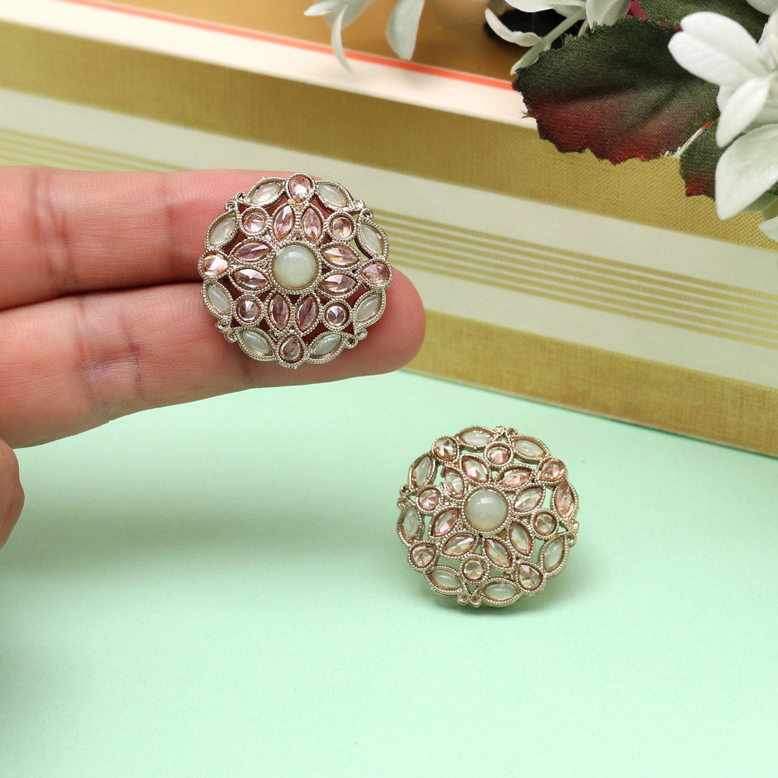 Light Pista Green Color Tops Stud Earrings - Preyans.com
