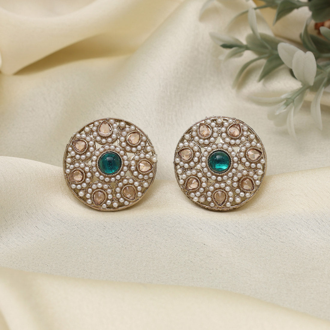 Aqua Firozi Color Tops Stud Earrings - Preyans.com