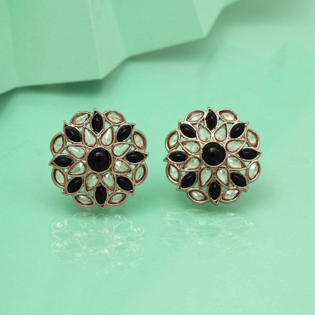 Glossy Black Color Tops Stud Earrings - Preyans.com