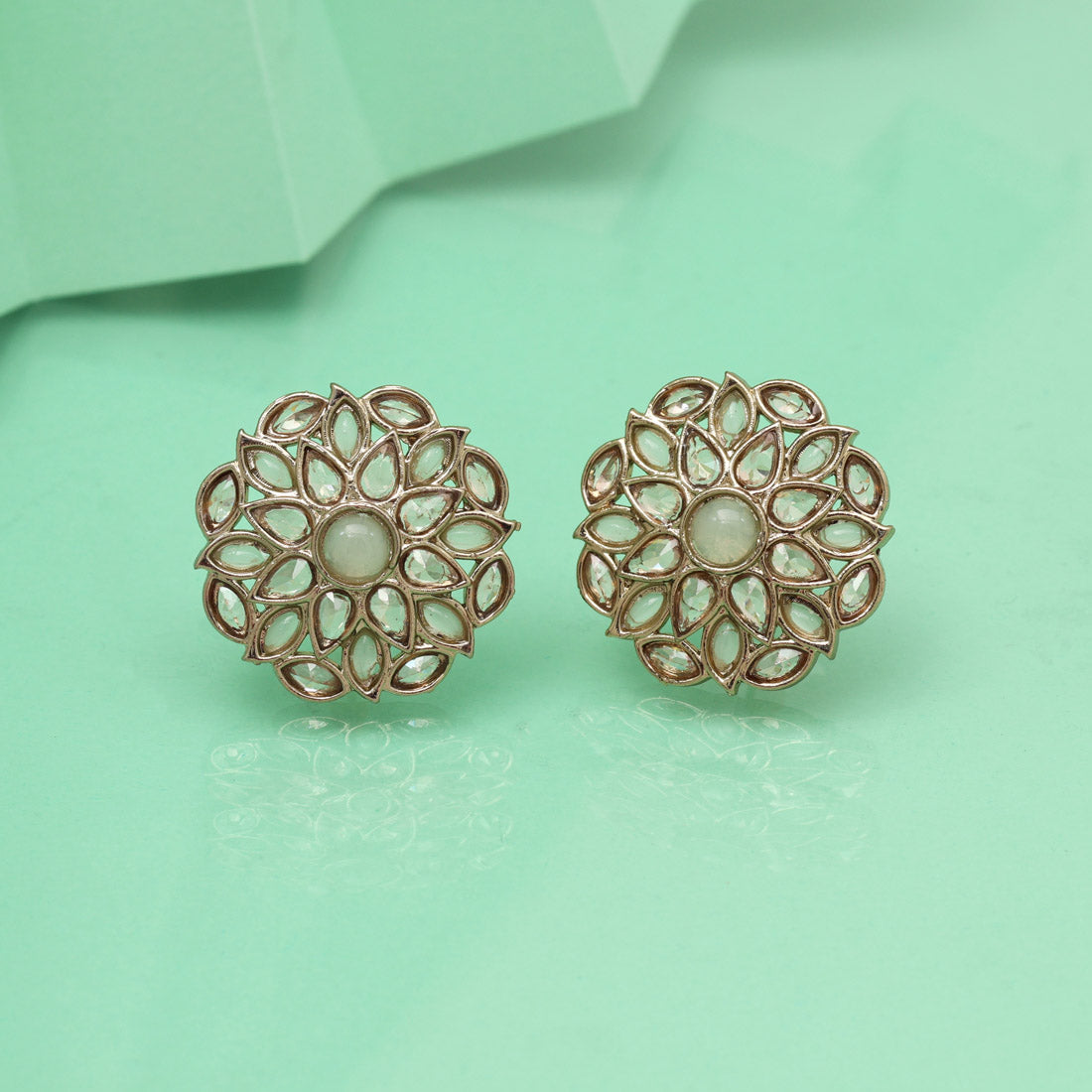 Fresh Pista Green Color Tops Stud Earrings - Preyans.com