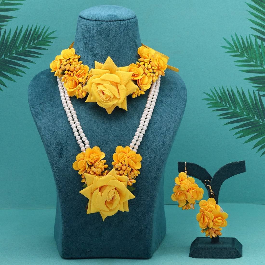 Yellow Color Synthetic Rose Floral Bridal Set (TRN1782YLW) - Preyans.com