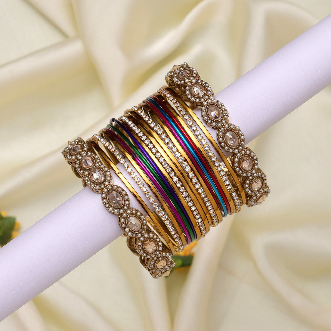 Multi Color American Diamond Bangle Set: Size: 2.6 (ADB282MLT-2.6) - preyans.com