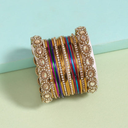 Multi Color American Diamond Bangle Set: Size: 2.6 (ADB282MLT-2.6) - preyans.com