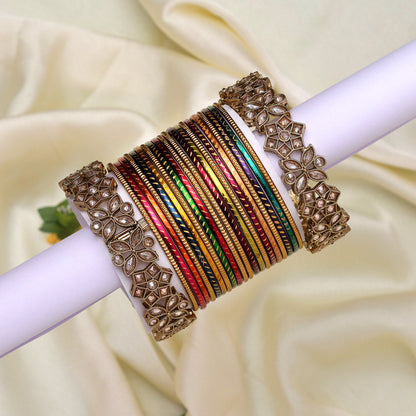 Multi Color American Diamond Bangle Set: Size: 2.6 (ADB286MLT-2.6) - preyans.com