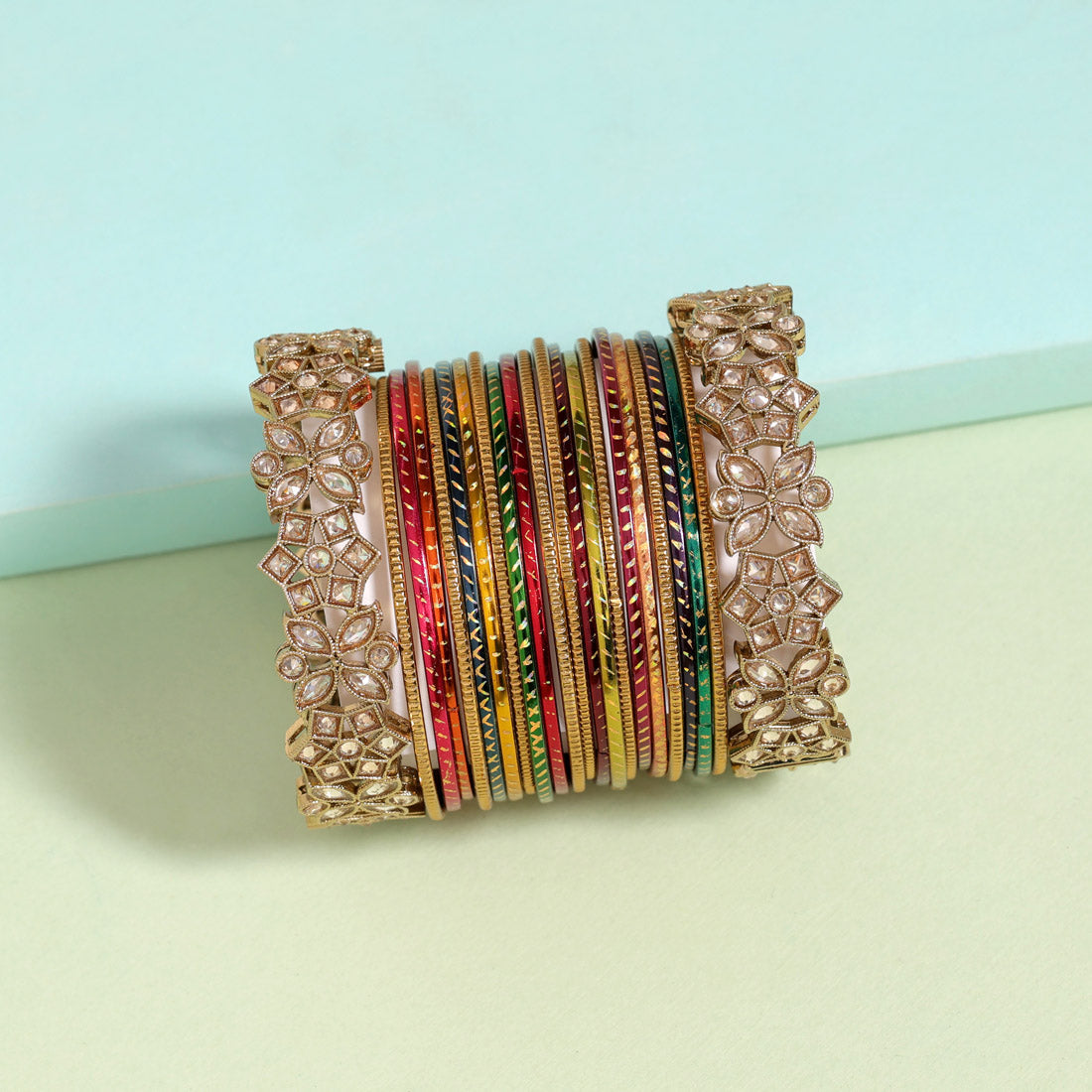 Multi Color American Diamond Bangle Set: Size: 2.6 (ADB286MLT-2.6) - preyans.com